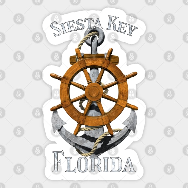 Siesta Key Florida Vacation Nautical Anchor Sailing Sticker by macdonaldcreativestudios